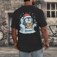 Cute Christmas Penguin Reading Book Cozy Winter Holiday Art Men's Back Print T-Shirt