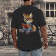 Cute Coyote With Book I Kids Coyote Men's Back Print T-Shirt Cute Coyote With Book I Kids Coyote Men's Back Print T-Shirt