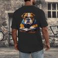Cute Dog English Bulldog Reading Book Men's Back Print T-Shirt Cute Dog English Bulldog Reading Book Men's Back Print T-Shirt