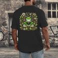 Cute Floral Frog Book Reading Men's Back Print T-Shirt