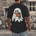 Cute Ghost Cat Reading Book Spooky Season Halloween Costume Men's Back Print T-Shirt