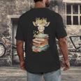 Cute Giraffe With Book Floral Bookworm Librarian Book Lover Men's Back Print T-Shirt Cute Giraffe With Book Floral Bookworm Librarian Book Lover Men's Back Print T-Shirt