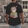 Cute Hedgehog Reading Books Animal Lover Reader Bookworm Men's Back Print T-Shirt
