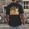 Cute Kawaii Cat Books Flowers Men's Back Print T-Shirt