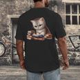 Cute Kitten Bookworm Adorable Cat With Glasses Reading Book Men's Back Print T-Shirt Cute Kitten Bookworm Adorable Cat With Glasses Reading Book Men's Back Print T-Shirt
