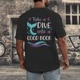 Cute Mermaid Librarian Teacher Dive Into A Good Book Reading Men's Back Print T-Shirt Cute Mermaid Librarian Teacher Dive Into A Good Book Reading Men's Back Print T-Shirt