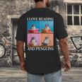 Cute Penguin Reading Book School Librarian Teacher Student Men's Back Print T-Shirt