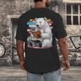 Cute Polar Bear Is Reading a Book Reading Polar Bear Men's Back Print T-Shirt