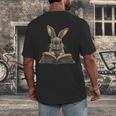 Cute Rabbit Bunny Book Lover Men's Back Print T-Shirt