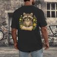 Cute Raccoon Reading Book Flowers Floral Men's Back Print T-Shirt Cute Raccoon Reading Book Flowers Floral Men's Back Print T-Shirt