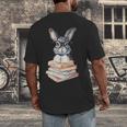 Cute Reading Bunny With Glasses Books Reader Book Bookworm Men's Back Print T-Shirt Cute Reading Bunny With Glasses Books Reader Book Bookworm Men's Back Print T-Shirt
