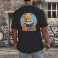 Cute Teddy Bear Reading Book Fun Men's Back Print T-Shirt