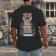 Cute Tiger With Book Floral Bookworm Librarian Book Lover Men's Back Print T-Shirt Cute Tiger With Book Floral Bookworm Librarian Book Lover Men's Back Print T-Shirt