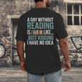 A Day Without Reading Is Like Book Lover Bookworm Men Women Men's Back Print T-Shirt A Day Without Reading Is Like Book Lover Bookworm Men Women Men's Back Print T-Shirt