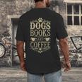 Dogs Books And Coffee Men's Back Print T-Shirt