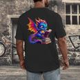 Dragon Reading a Book Bookworm Book Lover Men's Back Print T-Shirt Dragon Reading a Book Bookworm Book Lover Men's Back Print T-Shirt