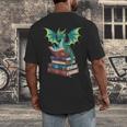 Dragon Reading Books Fantasy Lovers Mythical Creatures Men's Back Print T-Shirt