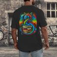 Dragon Reading Colorful Fantasy Book Lover Men's Back Print T-Shirt Dragon Reading Colorful Fantasy Book Lover Men's Back Print T-Shirt