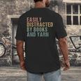 Easily Distracted By Books And Yarn Knitting & Crocheting Men's Back Print T-Shirt Easily Distracted By Books And Yarn Knitting & Crocheting Men's Back Print T-Shirt