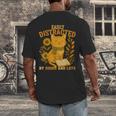 Easily Distracted By Cats And Books Cute Cat Book Lover Men's Back Print T-Shirt