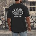 Easily Distracted By Chickens And Books Farm Men's Back Print T-Shirt Easily Distracted By Chickens And Books Farm Men's Back Print T-Shirt