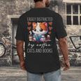 Easily Distracted By Coffee Cats And Books Men's Back Print T-Shirt