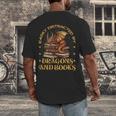 Easily Distracted By Dragons And Books Fantasy Book Lover Men's Back Print T-Shirt