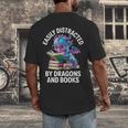 Easily Distracted By Dragons And Books Men's Back Print T-Shirt
