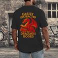 Easily Distracted By Dragons And Books Reading Men's Back Print T-Shirt