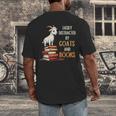 Easily Distracted By Goats And Books Goats And Book Reading Men's Back Print T-Shirt