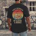 Easily Distracted By Sloths And Books Men's Back Print T-Shirt