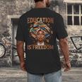 Education Is Freedom Teacher Books Black History Month Men's Back Print T-Shirt Education Is Freedom Teacher Books Black History Month Men's Back Print T-Shirt