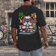 English Bulldog Reading a Book Dog Men's Back Print T-Shirt