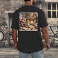 Fox Reads By Fireplace In Cabin Rustic Book Cozy Cup Tea Men's Back Print T-Shirt Fox Reads By Fireplace In Cabin Rustic Book Cozy Cup Tea Men's Back Print T-Shirt