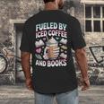 Fueled By Iced Coffee And Books Book Lover Retro Men's Back Print T-Shirt Fueled By Iced Coffee And Books Book Lover Retro Men's Back Print T-Shirt