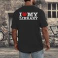 Fun I Love My Library Book Reader Bookworm Librarian Costume Men's Back Print T-Shirt