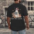 Ghost Reading Book Coquette Bow Halloween Girl Kid Teacher Men's Back Print T-Shirt