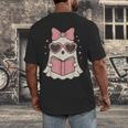 Ghost Reading Book Halloween Cat Lover Men's Back Print T-Shirt
