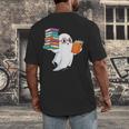 Ghost Reading Books Halloween Library Men's Back Print T-Shirt