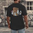Ghosts Reading Books Teacher Halloween Librarian Book Lover Men's Back Print T-Shirt Ghosts Reading Books Teacher Halloween Librarian Book Lover Men's Back Print T-Shirt