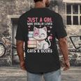 Girl Who Loves Cats And Books Cute Men's Back Print T-Shirt