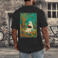 Groovy Ghost Reading Book Cat Halloween Ghost Teacher Men's Back Print T-Shirt