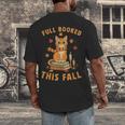 Halloween Fully Booked This Fall Book Ginger Cat Reading Men's Back Print T-Shirt