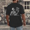 Hilarious Skeleton Holding a Book And Laughing Gothic Men's Back Print T-Shirt Hilarious Skeleton Holding a Book And Laughing Gothic Men's Back Print T-Shirt