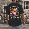 I'd Rather Be Reading Cute Fox Book Lover Reader Bookworm Men's Back Print T-Shirt