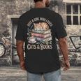 Just A Girl Who Loves Cats And Books Reading Librarian Men's Back Print T-Shirt