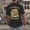 Just One More Chapter Sloth Sleeping On Books Reading Men's Back Print T-Shirt
