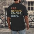 Life Happens Reading Helps Book Lovers Vinage Men's Back Print T-Shirt