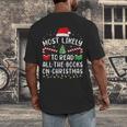 Most Likely To Read A Book On Christmas Family Matching Xmas Men's Back Print T-Shirt