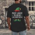 Most Likely To Read A Book Matching Christmas Elf Men's Back Print T-Shirt